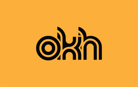 OKH Creative Unique Modern Letter Logo Design. Stylized logo featuring a unique letter design, presenting abstract minimalist aesthetics and modern appeal.
