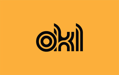 OKL Creative Unique Modern Letter Logo Design. Stylized logo featuring a unique letter design, presenting abstract minimalist aesthetics and modern appeal.
