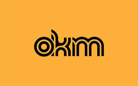 OKM Creative Unique Modern Letter Logo Design. Stylized logo featuring a unique letter design, presenting abstract minimalist aesthetics and modern appeal.