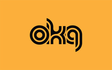 OKQ Creative Unique Modern Letter Logo Design. Stylized logo featuring a unique letter design, presenting abstract minimalist aesthetics and modern appeal.