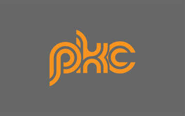 PKC Creative Unique Modern Letter Logo Design. Stylized logo featuring a unique letter design, presenting abstract minimalist aesthetics and modern appeal.