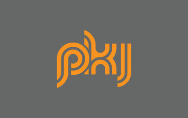PKJ Creative Unique Modern Letter Logo Design. Stylized logo featuring a unique letter design, presenting abstract minimalist aesthetics and modern appeal.