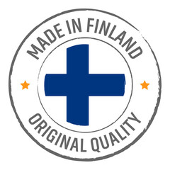 Made in Finland stamp logo with national flag illustration isolated png transparent