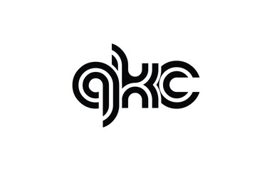 QKC Creative Unique Modern Letter Logo Design. Stylized logo featuring a unique letter design, presenting abstract minimalist aesthetics and modern appeal.