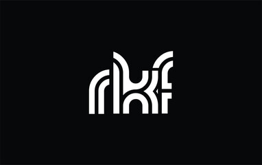 RKF Creative Unique Modern Letter Logo Design. Stylized logo featuring a unique letter design, presenting abstract minimalist aesthetics and modern appeal.