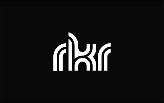 RKR Creative Unique Modern Letter Logo Design. Stylized logo featuring a unique letter design, presenting abstract minimalist aesthetics and modern appeal.