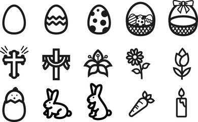Easter outline icon collection vector design
