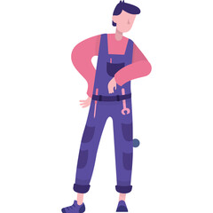 Repairman vector carpenter icon flat plumber man