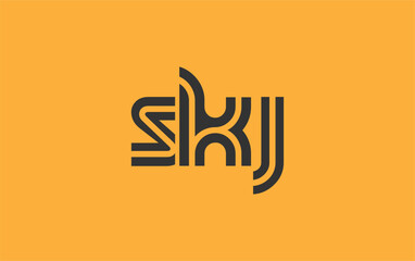 SKJ Creative Unique Modern Letter Logo Design. Stylized logo featuring a unique letter design, presenting abstract minimalist aesthetics and modern appeal.