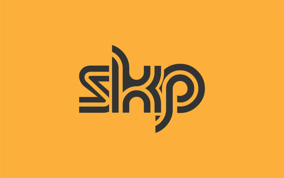 SKP Creative Unique Modern Letter Logo Design. Stylized logo featuring a unique letter design, presenting abstract minimalist aesthetics and modern appeal.