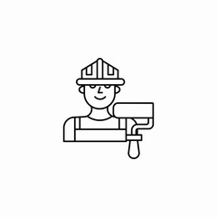 worker with roller icon sign vector