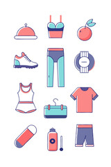 Line Art Summer Vacation and Travel Preparation Items