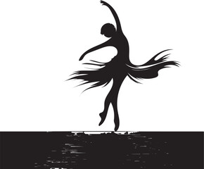 Graceful silhouette dancer in motion
