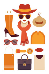Flat lay of autumn fashion accessories and apparel