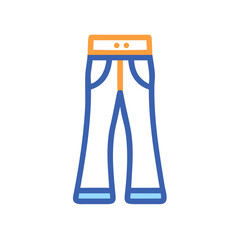 Stylish outlined jeans icon against a black background