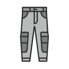 Grey cartoon style cargo pants vector illustration icon