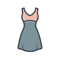 Simple V-neck dress illustration on black background