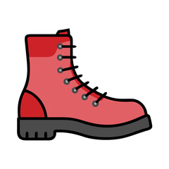 Red Lace-Up Boot Vector Illustration on Black Background