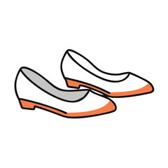 Black and orange low heel shoes illustration isolated