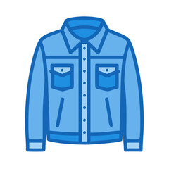 Blue Denim Jacket Icon Illustration on Black Background