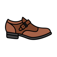 Elegant Brown Monk Strap Dress Shoe Illustration Art