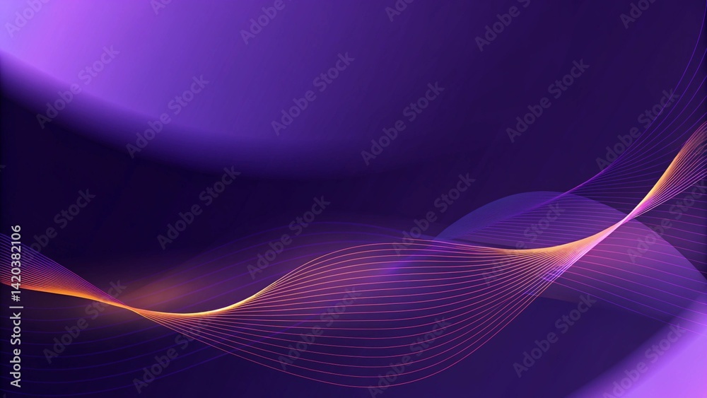 Poster Elegant purple curved line on purple background with lighting effect and with copy space for text. Luxury design style for premium branding, presentation, or digital graphic template use