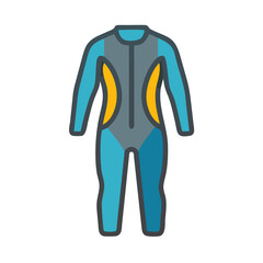 Isolated wetsuit graphic illustration for diving and surfing