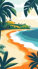 Obraz premium Sri Lanka Tropical Beach Retro Travel Poster with Scenic Ocean View