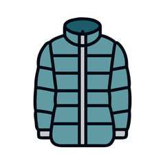 Light blue puffer jacket isolated on black background
