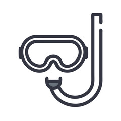 Snorkel and mask vector icon on black background
