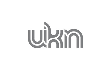 UKN Creative Unique Modern Letter Logo Design. Stylized logo featuring a unique letter design, presenting abstract minimalist aesthetics and modern appeal.