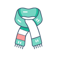 Cute turquoise scarf cartoon illustration on black background