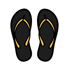 Black and Yellow Flip Flops on Black Background