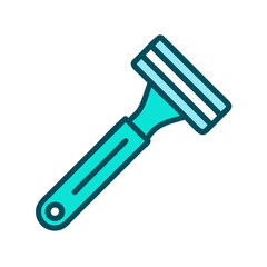 Teal razor blade for shaving on black background