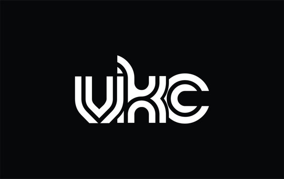 VKC Creative Unique Modern Letter Logo Design. Stylized logo featuring a unique letter design, presenting abstract minimalist aesthetics and modern appeal.