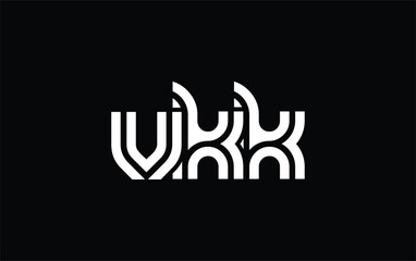 VKK Creative Unique Modern Letter Logo Design. Stylized logo featuring a unique letter design, presenting abstract minimalist aesthetics and modern appeal.