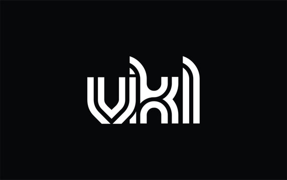 VKL Creative Unique Modern Letter Logo Design. Stylized logo featuring a unique letter design, presenting abstract minimalist aesthetics and modern appeal.