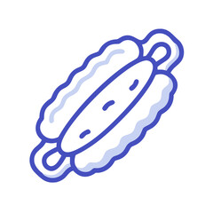 Simple Line Art Hot Dog Isolated on Black