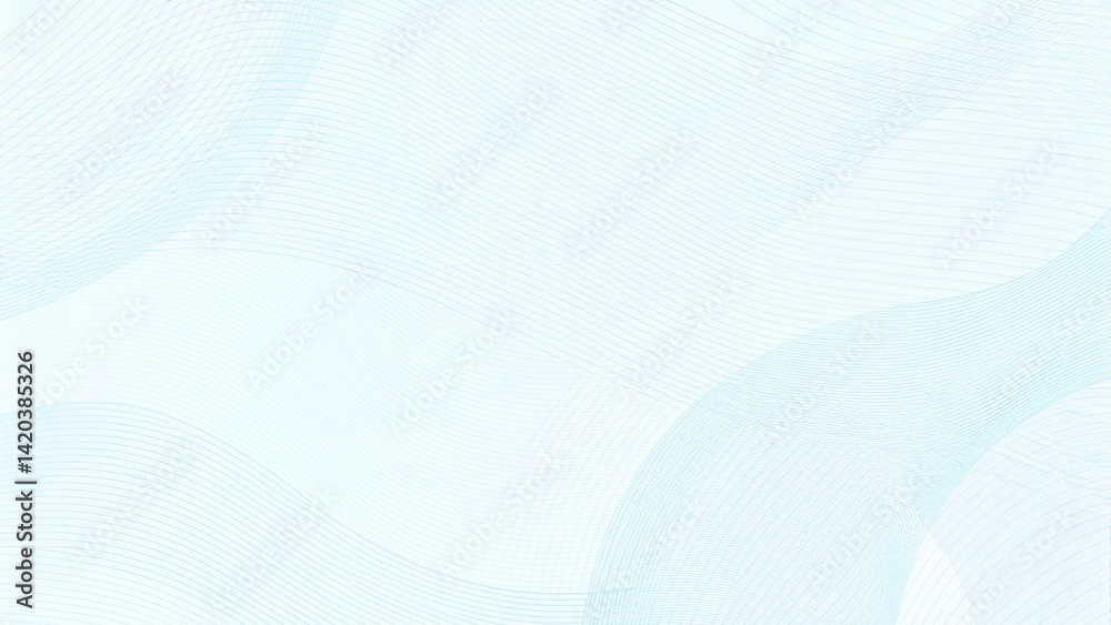 Poster light blue, cyan waves. sea, streaming water concept. flowing subtle curves. line art pattern. techn