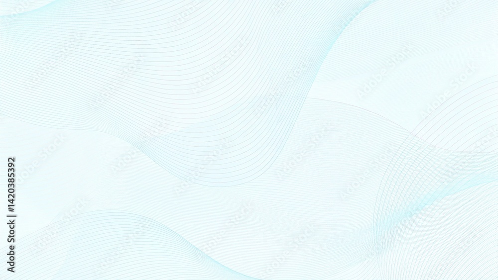Aufkleber light blue, cyan waves. sea, streaming water concept. flowing subtle curves. line art pattern. techn