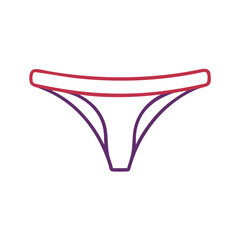 Elegant thong underwear outline in purple and red
