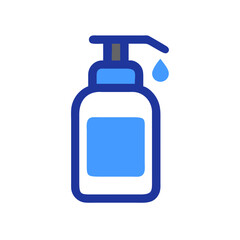 Blue Hand Sanitizer Bottle With Droplet, Black Background