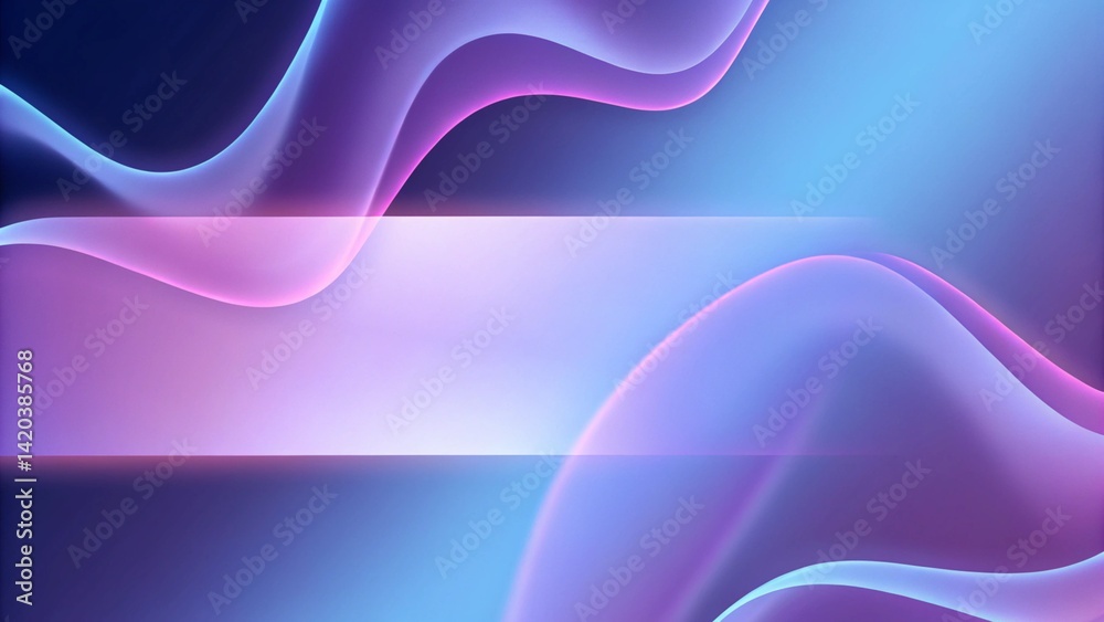 Aufkleber Minimalistic abstract background with blue violet 3d waves. Banner with purple soft wavy embossed texture. Horizontal poster with copy space for text. Design digital frequency for background