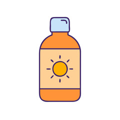Colorful bottle of sunscreen lotion for summer protection