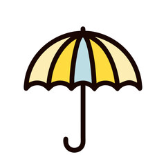 Colorful umbrella illustration on a black background icon