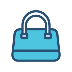 Stylized Blue Handbag Icon on Black Background