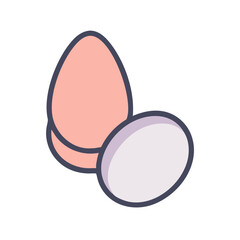 Two cartoon eggs, one light brown, one white
