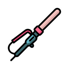 Modern Curling Iron Icon on Black Background Beauty