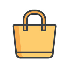 Modern yellow handbag icon with simple rounded edges