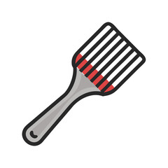 Stylized grilling spatula vector on black background design